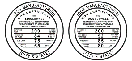 Two Box Manufacturer Certificates on a white background