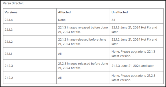 Versa Director Chart