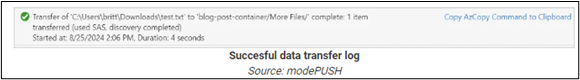 Successful Data Transfer Log