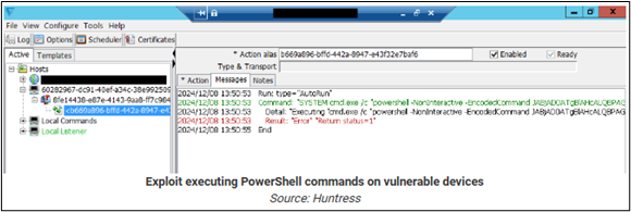 Screenshot of exploit using powershell commands on vulnerable devices