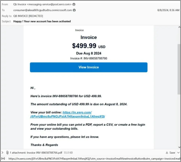 Fraudulent Invoice Phising Email