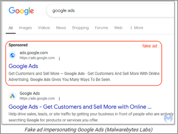 Fake Ad Impersonating Google Ads