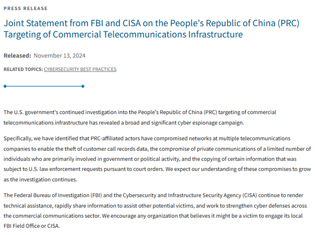 CISA Press Release