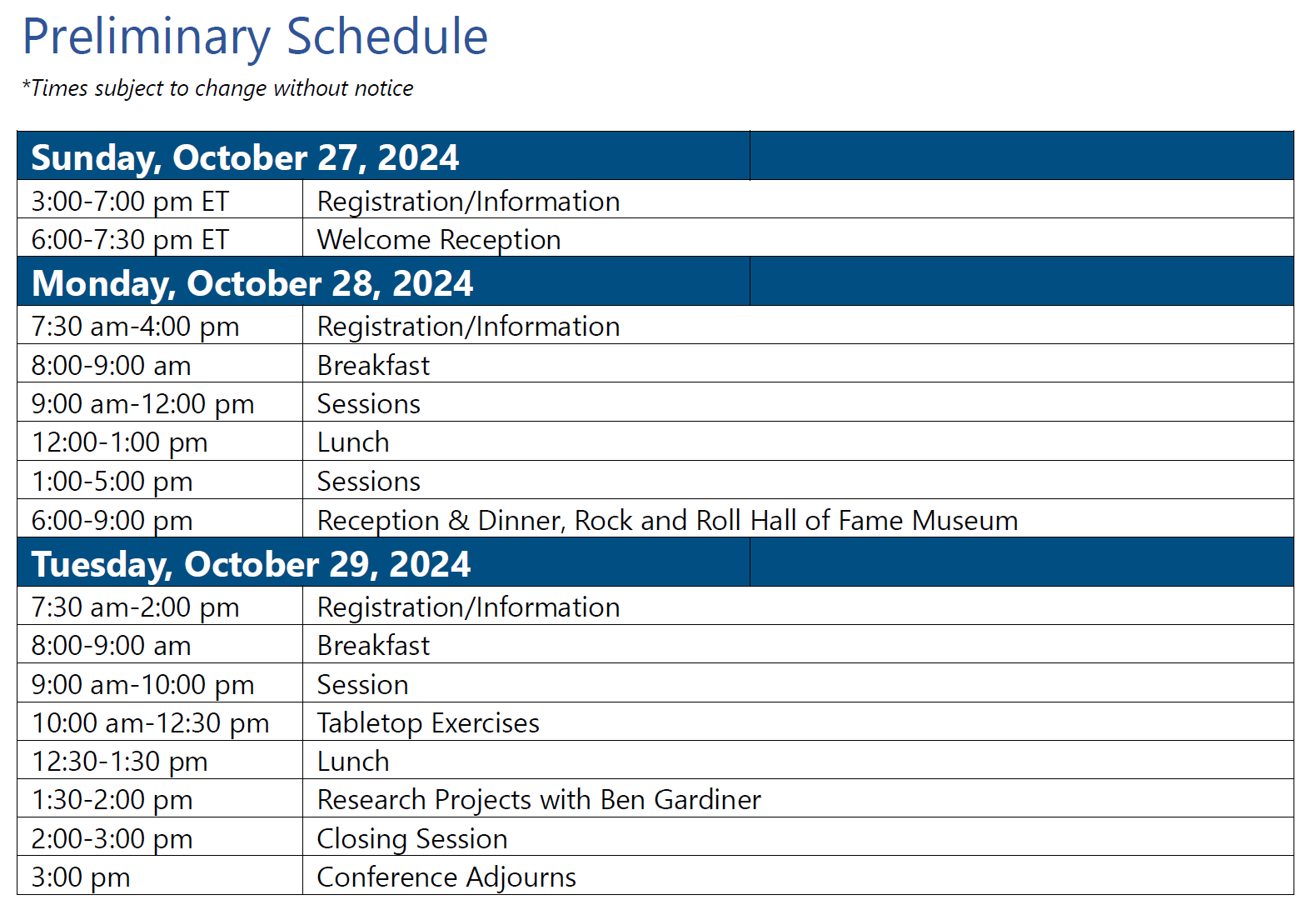 NMFTA Cyber Conference Preliminary Schedule 2024